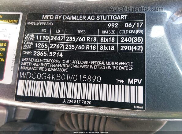 WDC0G4KB0JV015890 2018 MERCEDES-BENZ GLC 300 Серый Вид подкапотного пространства