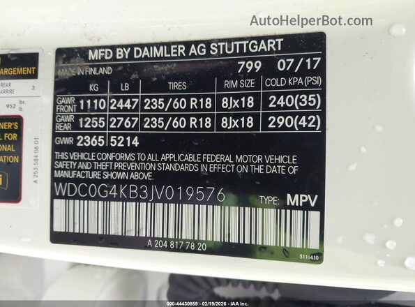 WDC0G4KB3JV019576 2018 MERCEDES-BENZ GLC 300 White Widok komory silnika
