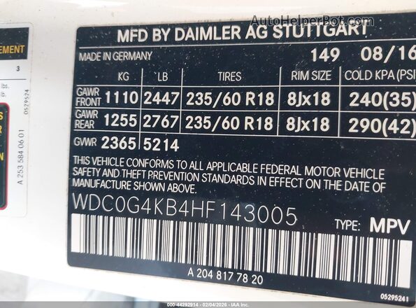 WDC0G4KB4HF143005 2017 MERCEDES-BENZ GLC 300 Белый Вид подкапотного пространства