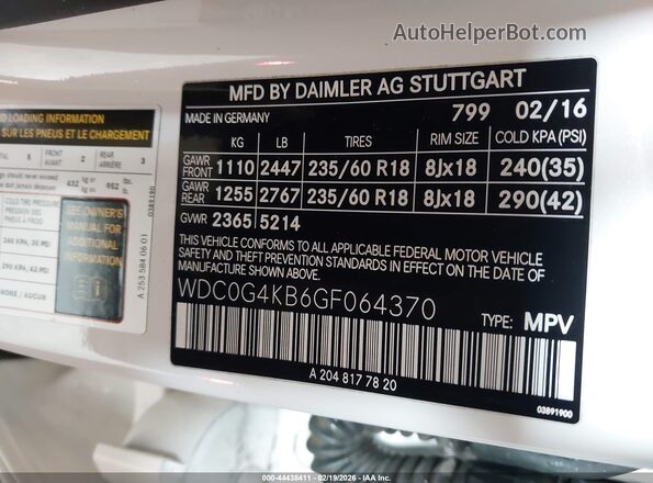 WDC0G4KB6GF064370 2016 MERCEDES-BENZ GLC 300 Белый Вид подкапотного пространства