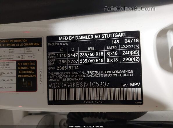 WDC0G4KB8JV105837 2018 MERCEDES-BENZ GLC 300 Белый Вид подкапотного пространства