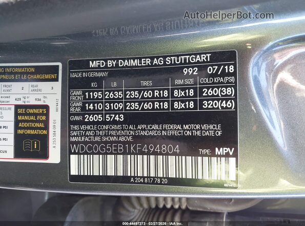 WDC0G5EB1KF494804 2019 MERCEDES-BENZ GLC 350E Gray Շարժիչի բաժամունքի տեսք