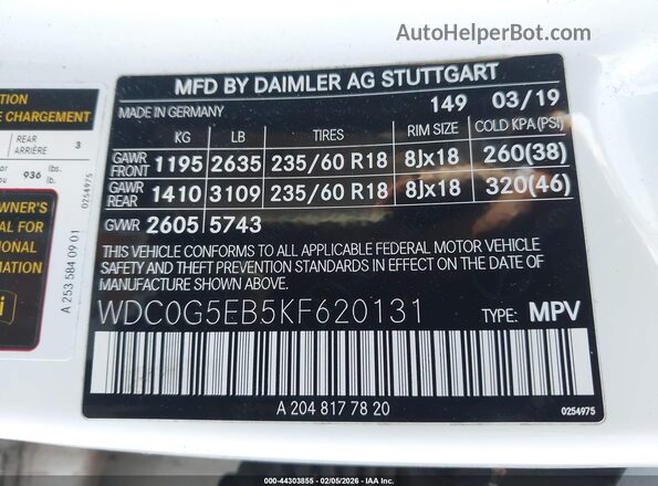 WDC0G5EB5KF620131 2019 MERCEDES-BENZ GLC 350E White Engine compartment view
