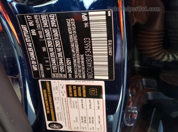 WDC0J4KB0JF345623 2018 MERCEDES-BENZ GLC-CLASS Синий Вид наклейки с VIN-кодом