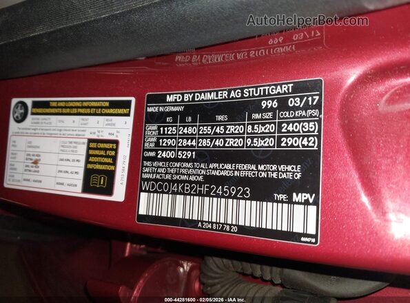WDC0J4KB2HF245923 2017 MERCEDES-BENZ GLC 300 COUPE Красный Вид подкапотного пространства