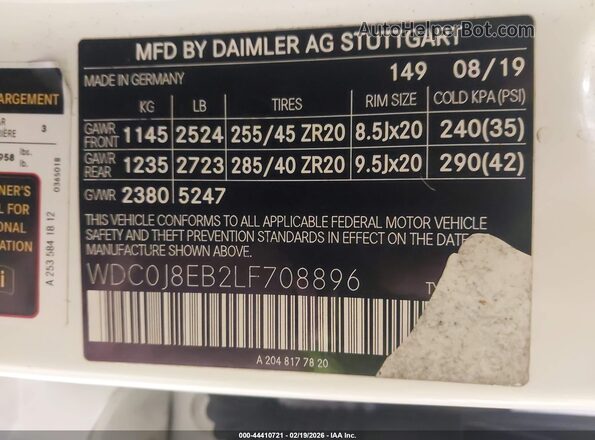 WDC0J8EB2LF708896 2020 MERCEDES-BENZ GLC 300 COUPE Белый Вид подкапотного пространства