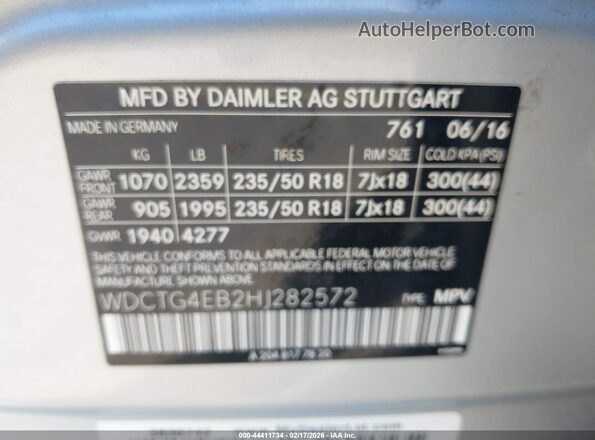 WDCTG4EB2HJ282572 2017 MERCEDES-BENZ GLA 250 Серебряный Вид подкапотного пространства