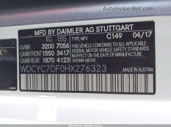 WDCYC7DF0HX276323 2017 MERCEDES-BENZ AMG G 63 Белый Вид подкапотного пространства