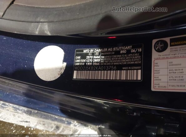 WDD2J5KB2KA013756 2019 MERCEDES-BENZ CLS-CLASS Blue Вид підкапотного простору