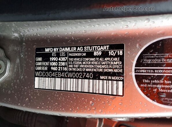 WDD3G4EB4KW002740 2019 MERCEDES-BENZ A Желто-коричневый Вид подкапотного пространства