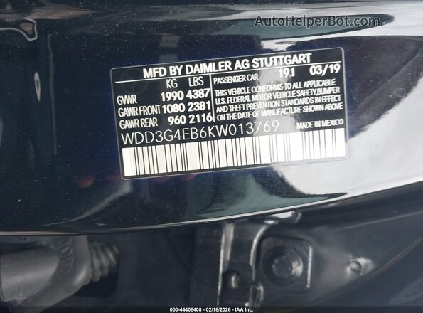 WDD3G4EB6KW013769 2019 MERCEDES-BENZ A 220 Черный Вид подкапотного пространства