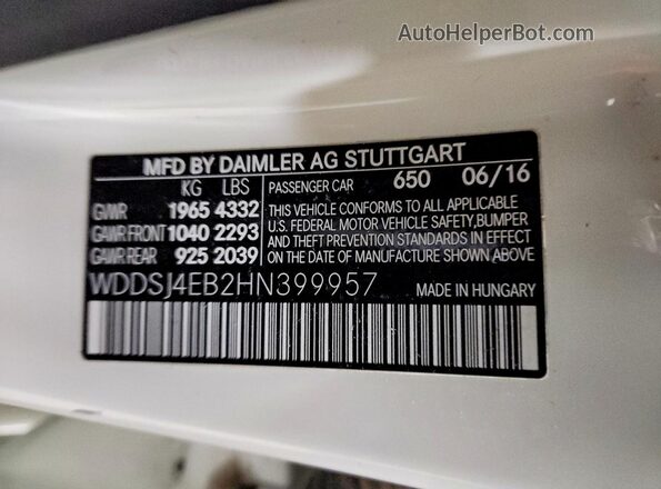 WDDSJ4EB2HN399957 2017 MERCEDES-BENZ CLA-CLASS White Widok komory silnika