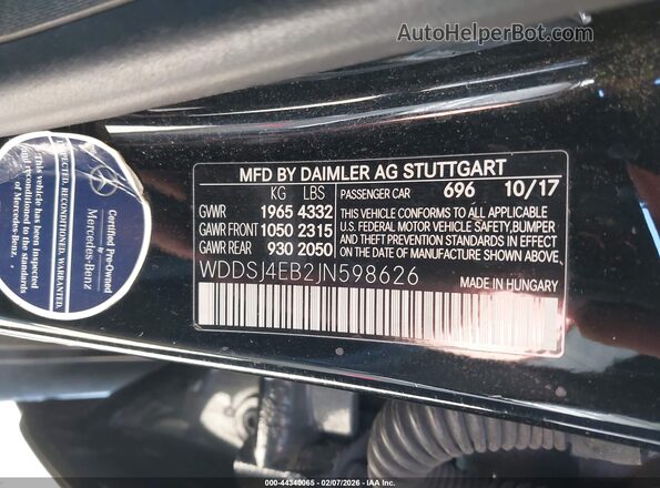 WDDSJ4EB2JN598626 2018 MERCEDES-BENZ CLA 250 Черный Вид подкапотного пространства