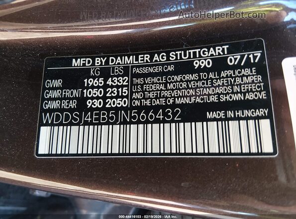 WDDSJ4EB5JN566432 2018 MERCEDES-BENZ CLA 250 Maroon Вид підкапотного простору