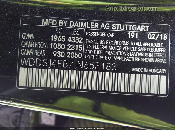 WDDSJ4EB7JN653183 2018 MERCEDES-BENZ CLA 250 Черный Вид подкапотного пространства