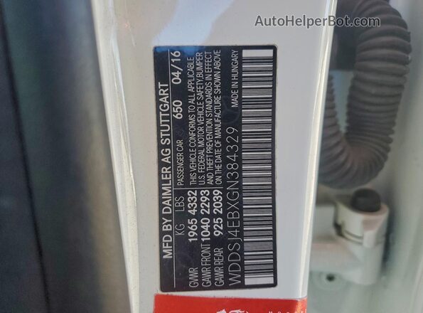 WDDSJ4EBXGN384329 2016 MERCEDES-BENZ CLA-CLASS Белый Вид наклейки с VIN-кодом