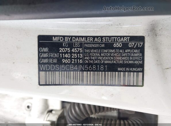 WDDSJ5CB4JN568181 2018 MERCEDES-BENZ AMG CLA 45 Белый Вид подкапотного пространства