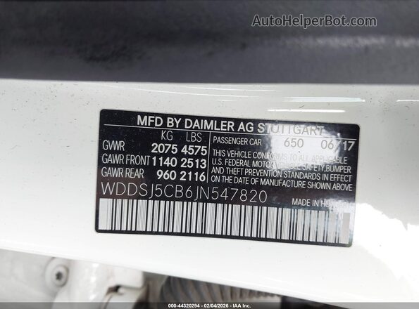WDDSJ5CB6JN547820 2018 MERCEDES-BENZ AMG CLA 45 Белый Вид подкапотного пространства