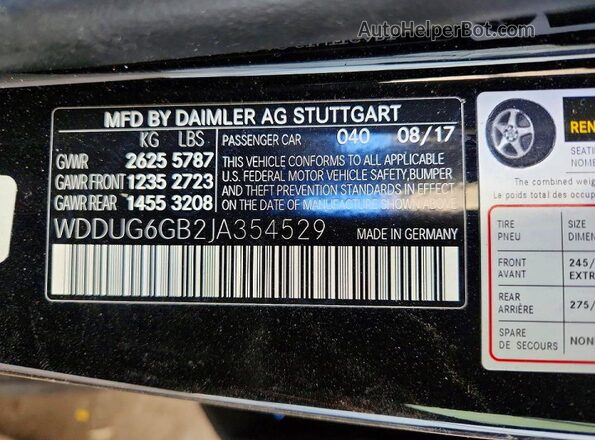 WDDUG6GB2JA354529 2018 MERCEDES-BENZ S Черный Вид подкапотного пространства