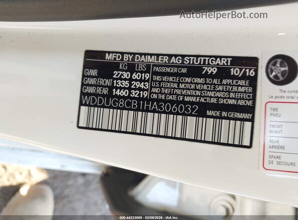 WDDUG8CB1HA306032 2017 MERCEDES-BENZ S-CLASS Белый Вид подкапотного пространства