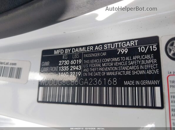 WDDUG8CB6GA236168 2016 MERCEDES-BENZ S-CLASS White Widok komory silnika