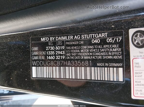 WDDUG8CB7HA335681 2017 MERCEDES-BENZ S-CLASS Black Вид підкапотного простору