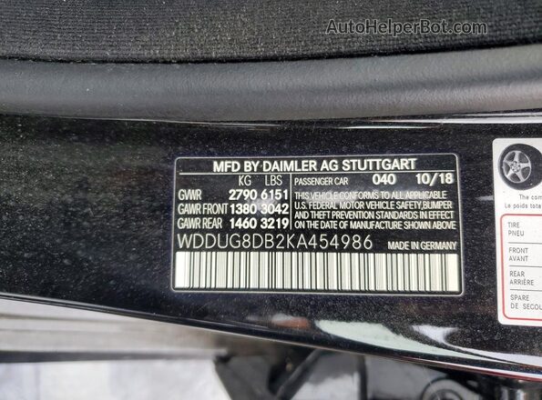 WDDUG8DB2KA454986 2019 MERCEDES-BENZ S Черный Вид подкапотного пространства