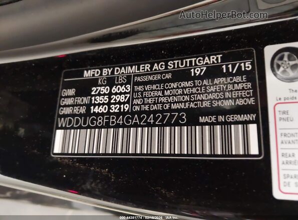 WDDUG8FB4GA242773 2016 MERCEDES-BENZ S-CLASS Черный Вид подкапотного пространства