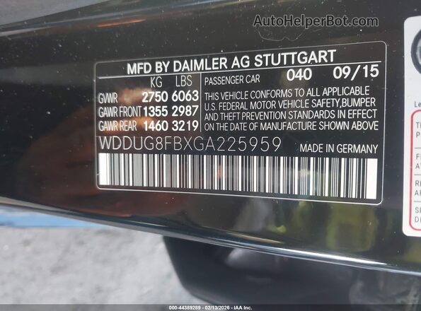 WDDUG8FBXGA225959 2016 MERCEDES-BENZ S-CLASS Black Widok komory silnika