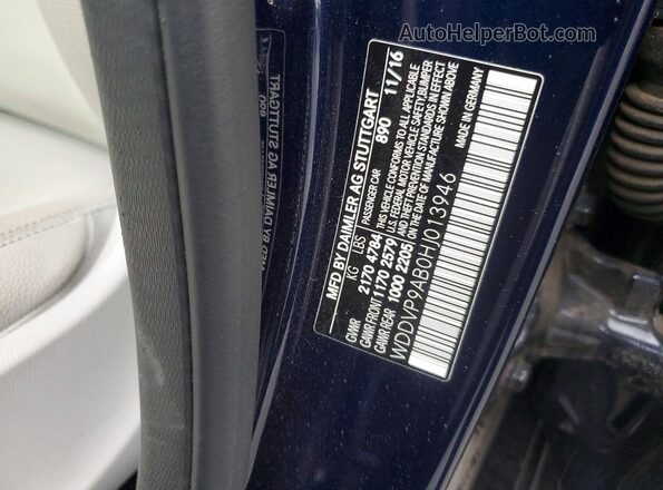 WDDVP9AB0HJ013946 2017 MERCEDES-BENZ B-CLASS Blue Вид наклейки з VIN-кодом