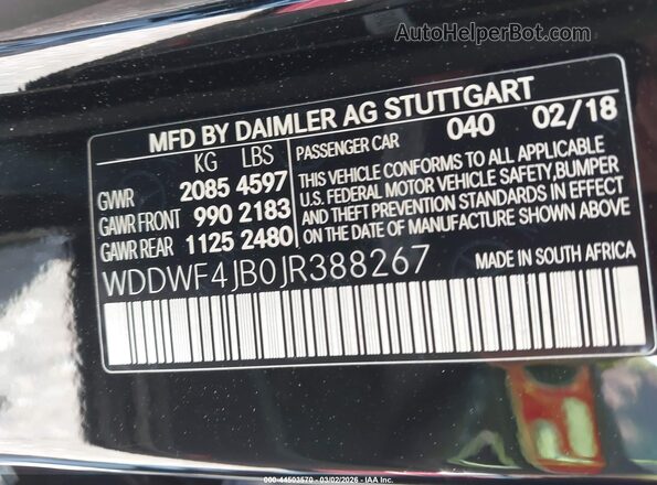 WDDWF4JB0JR388267 2018 MERCEDES-BENZ C-CLASS Черный Вид подкапотного пространства