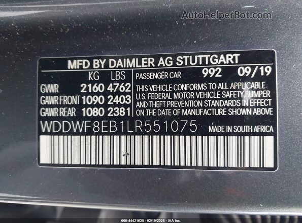 WDDWF8EB1LR551075 2020 MERCEDES-BENZ C-CLASS Silver ძრავის განყოფილების ხედი