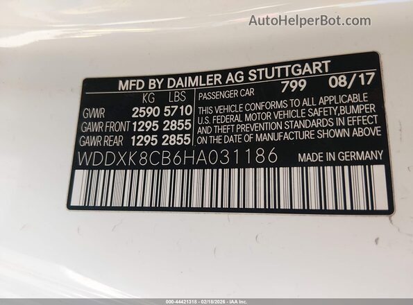 WDDXK8CB6HA031186 2017 MERCEDES-BENZ S-CLASS Белый Вид подкапотного пространства
