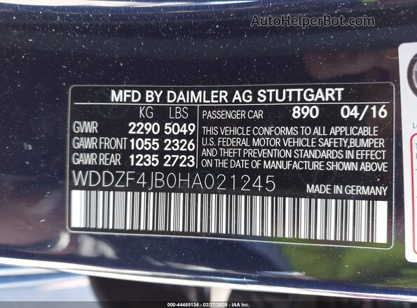 WDDZF4JB0HA021245 2017 MERCEDES-BENZ E-CLASS Синий Вид подкапотного пространства