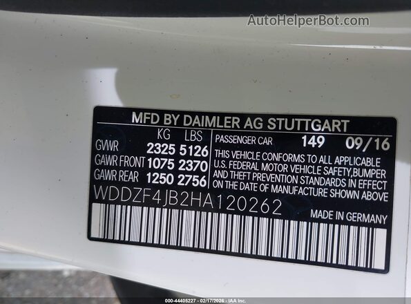 WDDZF4JB2HA120262 2017 MERCEDES-BENZ E-CLASS Белый Вид подкапотного пространства
