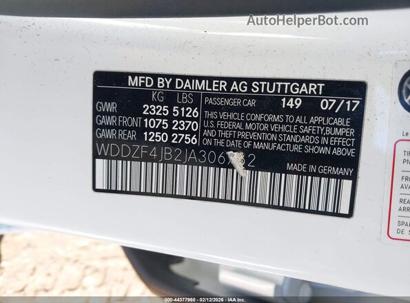 WDDZF4JB2JA306762 2018 MERCEDES-BENZ E-CLASS Белый Вид подкапотного пространства