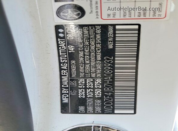 WDDZF4JB7HA089932 2017 MERCEDES-BENZ E White Vista del compartimento del motor