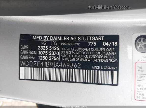 WDDZF4JB9JA469862 2018 MERCEDES-BENZ E-CLASS Серебряный Вид подкапотного пространства