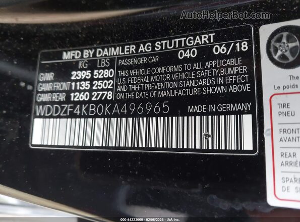 WDDZF4KB0KA496965 2019 MERCEDES-BENZ E-CLASS Black Вид підкапотного простору