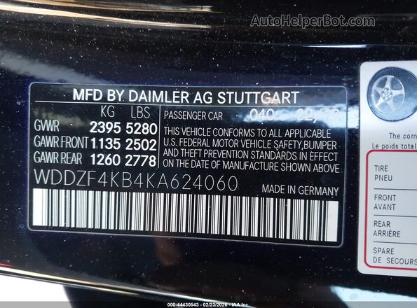 WDDZF4KB4KA624060 2019 MERCEDES-BENZ E-CLASS Black Engine compartment view