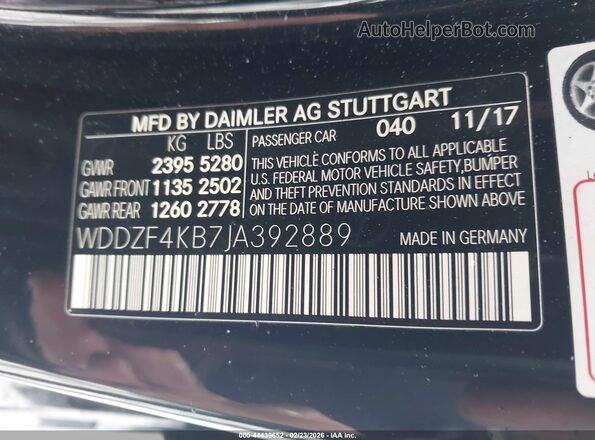 WDDZF4KB7JA392889 2018 MERCEDES-BENZ E-CLASS Черный Вид подкапотного пространства