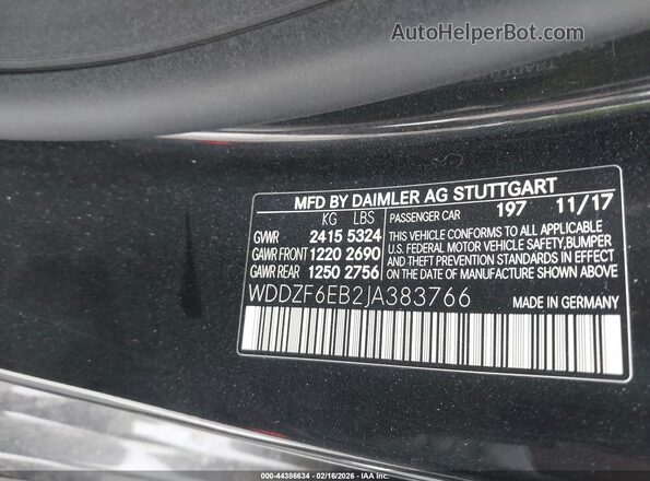 WDDZF6EB2JA383766 2018 MERCEDES-BENZ AMG E 43 Черный Вид подкапотного пространства