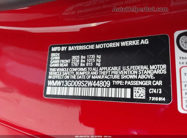 WMW13GD09S2W44809 2025 MINI HARDTOP Красный Вид подкапотного пространства