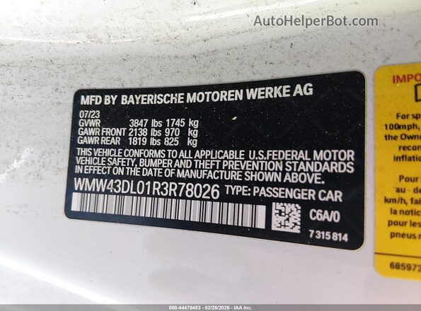 WMW43DL01R3R78026 2024 MINI CONVERTIBLE Белый Вид подкапотного пространства