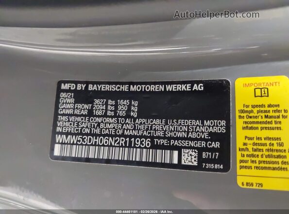 WMW53DH06N2R11936 2022 MINI HARDTOP Серый Вид подкапотного пространства