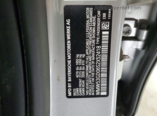WMW53GD06S2X52418 2025 MINI COOPER Silver Widok naklejki z numerem VIN