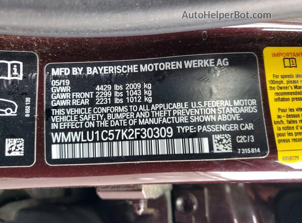 WMWLU1C57K2F30309 2019 MINI COOPER Red Widok komory silnika