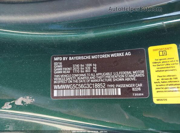 WMWWG5C56G3C18852 2016 MINI CONVERTIBLE Зеленый Вид подкапотного пространства