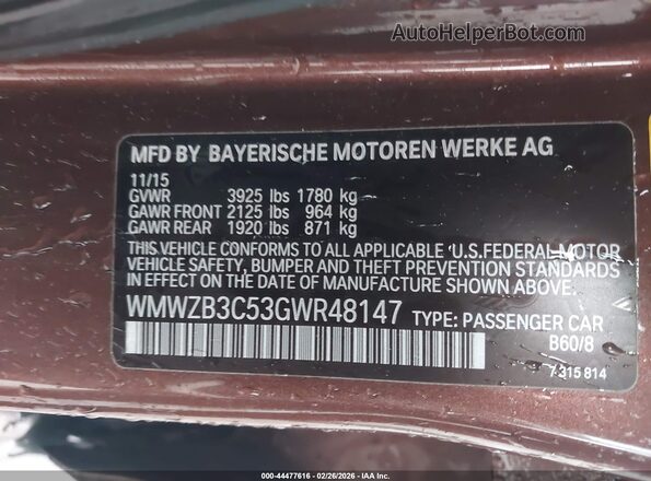 WMWZB3C53GWR48147 2016 MINI COUNTRYMAN Бордовый Вид подкапотного пространства