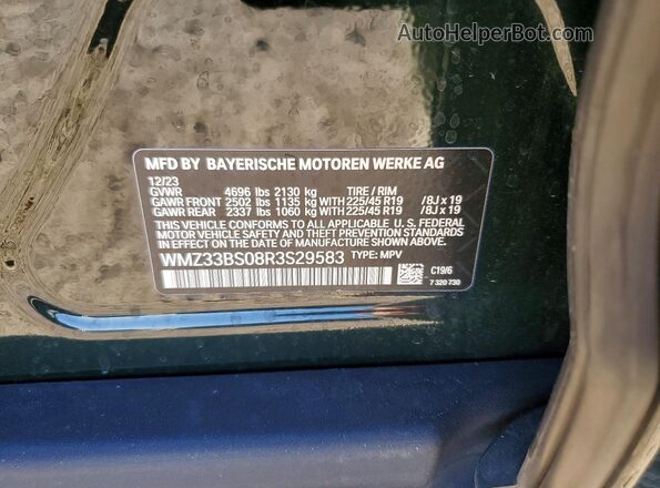 WMZ33BS08R3S29583 2024 MINI COOPER Зеленый Вид наклейки с VIN-кодом